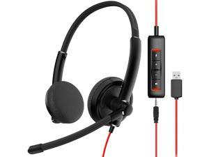 NUBWO HW01 USB Headphone/ 3.5mm Computer Headset with Microphone Noise Cancelling Lightweight PC Headset Wired Headphones Business Headset Office Computer Headsets for Cell Phone