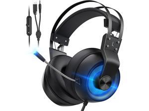 Gaming Headset for PS5 Xbox One PC Switch Mac PS4 Headset with Noise Cancelling Mic 7.1 Suround Sound Over Ear Gaming Headphones with 3.5mm Jack White LED Light Gaming Headset for PS5 Xbox One PC Switch Mac PS4 Headset with Noise Cancelling Mic 7.1 Suround Sound Over Ear Gaming Headphones with 3.5mm Jack White LED Light