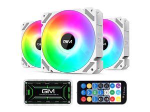 GIM KB-28 RGB Case Fans 3 Pack White 120mm Quiet Computer Cooling LED Fan for PC case and CPU Cooler Colorful Rainbow Speed Adjustable Cooler with Hub GIM KB-28 RGB Case Fans 3 Pack White 120mm Quiet Computer Cooling LED Fan for PC case and CPU Cooler Colorful Rainbow Speed Adjustable Cooler with Hub