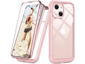 Designed for iPhone 13 Case Diaclara Full Body Glass Case Shockproof Protective Case Built in Touch SensitiveHD Tempered Glass Screen Protector Compatible with iPhone 13 6134  Pink