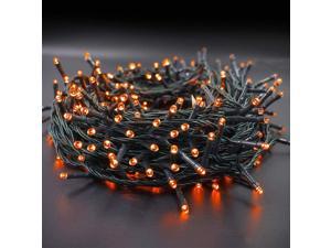 66ft 200 LED Halloween String Lights UL Safe Certified Outdoor Fairy Lights Plug in Expandable Green Wire Clear Bulbs Mini Lights 8 Modes Christmas Wedding Party Decoration Orange
