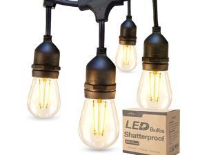addlon LED Outdoor String Lights 48FT with 2W Dimmable Edison Vintage Shatterproof Bulbs and Commercial Grade Weatherproof Strand - UL Listed Heavy-Duty Decorative Cafe Patio Market Light