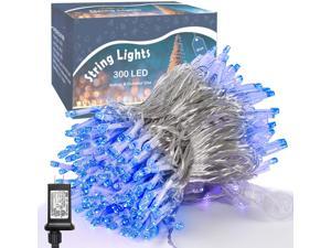 300 LED String Lights Outdoor Indoor Extra Long 98.5FT Super Bright Christmas Lights 8 Lighting Modes Plug in Waterproof Fairy Lights for Holiday Wedding Party Bedroom Decorations (Blue)
