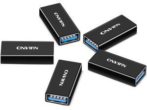 Onvian USB Female to Female Adapter (5 Pack) Aluminum Type A Female to Female Converter Adapter USB 3.0 Coupler Extension Connector Onvian USB Female to Female Adapter (5 Pack) Aluminum Type A Female to Female Converter Adapter USB 3.0 Coupler Extension Connector