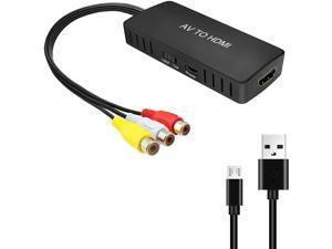 RCA to HDMI Converter Composite to HDMI Adapter Support 1080P PAL/NTSC Compatible with WII WII U PS one PS2 PS3 STB Xbox VHS VCR Blue-Ray DVD HDM Capture Card (RCA TO HDMI Converter)