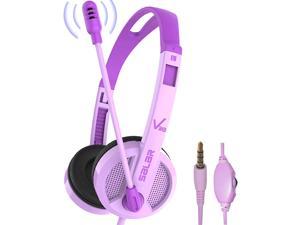 Yusonic Kids Headphones,Volume limiting and Audio Sharing Port,Play for School Boys Girls Children Toddlers Tablet Purple 