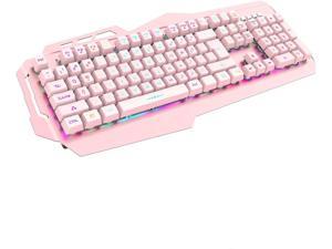 ONIKUMA Pink Wired Gaming Keyboard and Mouse Combo 3 Colors LED Backlit Gaming Keyboard and RGB Mouse with 6 Adjustable DPI for PC//laptop//win7//win8//win10