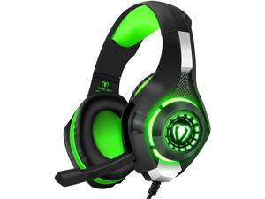 3.5mm Gaming Headset with Microphone and Volume Control,Wired Over Ear LED Light Stereo Heaphones for Playstation 4 PS4, Xbox one,PC (Green)