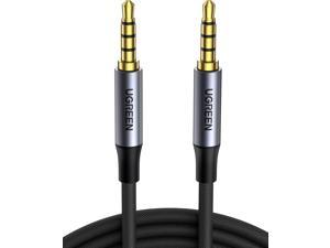 3.5mm Audio Cable Braided 4-Pole Hi-Fi Stereo TRRS Jack Shielded Male to Male AUX Cord Compatible with iPhone iPad Samsung Phones Tablets Car Home Stereos Sony Headphones Speaker 3FT