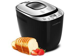 Automatic Bread Machine 2LB Programmable Bread Maker with Nonstick Pan and 12 Presets 1 Hour Keep Warm Set  2 Loaf Sizes 3 Crust Colors Recipe Booklet Included ETL Listed (Black)