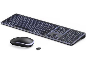Backlit Wireless Keyboard and Mouse Combo Rechargeable 2.4G USB Cordless Illuminated Keyboard & Mouse Ultra Slim Full Size Computer Keyboard and Mouse for Windows 7/8/10 Laptop Desktop PC