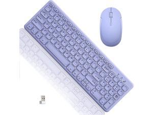 Wireless Keyboard and Mouse Combo Cordless Computer Keyboard with Number Keypad 2.4Ghz USB Receiver Ultra Slim Energy Saving 3-Level DPI for Laptop/Computer/PC/Desktop (Lavender Purple)