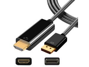 HDMI to DisplayPort Cable - 6ft DP Laptop Desktop PC 4k Connector Display Port Extended Mirror Monitor TV Projector Video Adapter for Chromebook Asus Lenovo HP Dell Computers