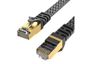 Cat 8 Ethernet Cable 15ft,Swecent 26AWG Nylon Braided High Speed 40Gbps 2000Mhz Flat Network LAN Patch Cord with Gold Plated RJ45 Connector-Shielded in Wall Indoor&Outdoor for Router,Modem,PC,PS5 