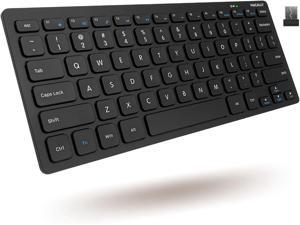 Macally 2.4G Small Wireless Keyboard - Ergonomic & Comfortable Computer Keyboard - Compact Keyboard for Laptop or Windows PC Desktop, Tablet, Smart TV - Plug & Play Mini Keyboard with 12 Hot Keys