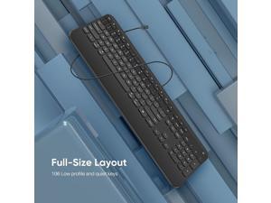 Computer keyboard, ultra-thin full-size USB wired keyboard, with numeric keyboard, mute Mac keyboard, with 11 Mac shortcut keys, ergonomic design, wrist support for Mac