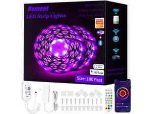 Alexa 100 FT LED Lights for Bedroom LED Light Strips Smart WiFi Strip Lighting RGB LED Strip Lights for Bedroom Living Room Decor with Music Sync Remote Control-- Work with Alexa & Google Assistant