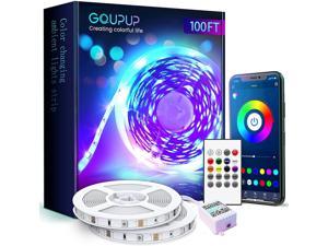 RGB LED Lights for Bedroom TV 100ft Led Strip Lights Party Kitchen Home Remote Livingpai Color Changing LED Light Strips with Music Sync Built-in Mic Bluetooth App Control 