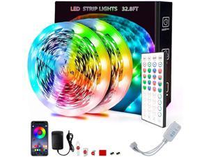 LED Strip Lights for Bedroom RGB Color Changing Led Light Strips 32.8ft Music Sync Bluetooth and Remote Control Led Strip Lights for Decorating Home Kitchen TV Party