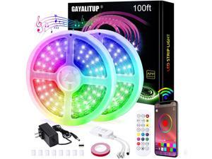 LED Strip Lights 100ft Music Sync RGB Color Changing Smart Led Tape Light Strips with Remote App Control 5050 Ultra Long Led Rope Light for Bedroom Home Party Decoration (2 Rolls of 50ft)