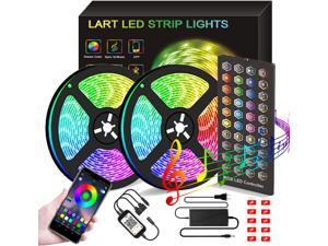 65.6FT LED Strip Lights RGB Light Strip Music Sync Color Changing LED Lights Bluetooth APP and 40 Key Remote Controller LED Lights for Bedroom Home TV Party Decoration(2x32.8FT)