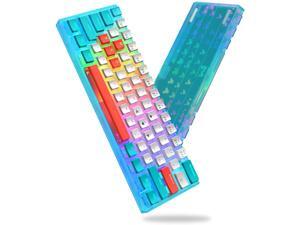 60% Percent Keyboard - WK61 Mechanical Keyboard Hot-Swappable Ultra-Compact RGB Gaming Keyboard w/Pudding Keycaps Linear Red Switch Pro Driver/Software Supported (Tiffany Color)