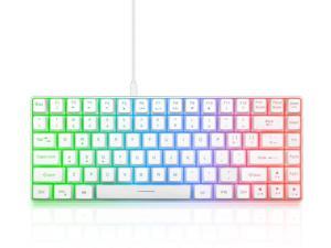 80% Compact Keyboard Wired/Wireless RGB Backlight Gaming Keyboards 84 Keys White Portable Quiet Type-C USB Keyboard Compatible with PC MAC Laptop Perfect for Gaming and Office Keyboard
