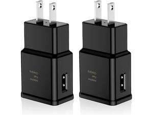 Adaptive Fast Charging USB Wall Charger Adapter Compatible Samsung Galaxy S21 S20 S10 S6 S7 S8 S9 / Edge/Plus/Active, Note 5 8, Note 9, Note 10, LG Quick Charge, Android Phone Travel Plug (2 Pack)