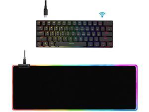 Wireless/Wired 60% Mechanical Gaming RGB Mini Keyboard and Large Mouse Pad Combo Bluetooth & Type-C Wired 61 Keys Blue Switch Gaming Keyboard for PC/MAC Laptop Cell Phone Ipad Gamer/Typist
