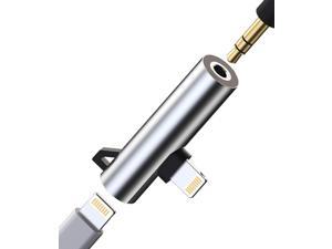 Headphone Adapter Lightning to 35mm AUX Audio Jack and Charger Extender Dongle Earphone Headset Splitter Compatible with iPhone 12 Mini 11 pro max xs xr x se2 7 8 Plus for Ipad Air Cable Converter
