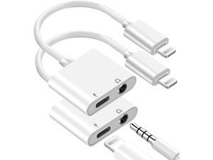 [Apple MFi Certified] iPhone Headphone Adapter & Splitter 2 in 1 Lightning to 3.5mm AUX Audio Stereo & Charge Cable for iPhone 13/13 Pro/12/11/XS/XR/X/8/iPad/iPod Support Call & Music Control