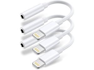 3 Pack Lightning to 3.5 mm Headphone Jack Adapter Apple MFi Certified iPhone Aux Audio Accessories Headset Splitter for Music Compatible with iPhone 12/11 Pro Max X/XS/XR 7/8 Support All iOS System