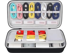 Up to 7.9 Travel Cord Organizer and More JESWO Electronic Organizer Electronic Accessories Double Layer Travel Organizer Bag for Cables SD Cards Power Bank iPad Mini Hard Drive Grey 