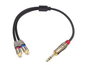 Devinal 1/4 to Dual 1/4 Y-Splitter Cable 6.35mm TRS to Dual 6.35mm TS Insert Cable Cord Quarter inch Stereo to 2 Quarter inch Mono Send and Return Patch Cord 6 Feet 