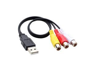 LevU USB to RCA Cable RCA to USB Cable USB Male to 3 RCA Female Jack Splitter Audio Video AV Composite Adapter Cable Cord for TV/PC 25cm/10 inch