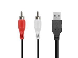 RCA to USB Audio Adapter Cable Compatible with PC Mac Laptop Desktop (5FT Cord)