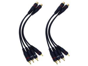 RCA Female to 2 RCA Male Stereo Audio Y Cable 4-Pack Phono Splitter Cable Gold Plated Adapter Gold Plated Adapter Compatible for TV Smartphones MP3 Tablets (7.8 inches)