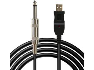 USB Guitar Cable USB Interface Male to 6.35mm 1/4 Mono Male Electric Guitar Cable Computer Audio Connector Cord Adapter for Music Instrument Recording Singing Etc (3m/10ft)