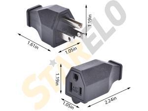 Electrical Plugs 3 Prong STARELO Extension Cord Ends 125V 15A 2Pole 3Wire Male Straight Blade Plug Replacement Electrical Plugs End 2 PCS (Male Replacement Plug 3 Prong