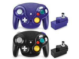 Wireless Gamecube Controller with 2.4G Wireless Receiver Adapter Compatible with Nintendo Gamecube/Wii (Purple and Black)