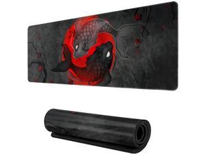 Japanese Art Koi Fish Mouse Pad Large Mouse Pad Extended Stitched Edges Mousepad Gaming Desk Pad Personalized The Office Mouse Pad 31.5 X 11.8 Inch