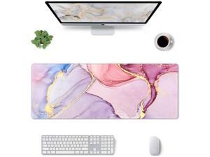 Gaming Extra Large Mouse Pad Extended Long Full Pink Marble Desk Mat with Stitched Edges Personalized Big Funny Keyboard Pads for Laptop Computer Pc Office