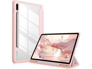 F Hybrid Slim Case for Samsung Galaxy Tab S8Tab S7 11 inch Model SMX700X706T870T875T878 with S Pen Holder Shockproof Cover with Clear Transparent Back Shell Auto WakeSleep Rose Gold