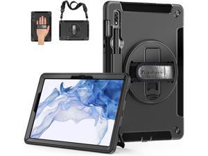 Samsung Galaxy Tab S8 Case 2022: Heavy Duty Shockproof Rugged Protective Cover with S-Pen Holder - Kickstand - Hand/Shoulder Strap for Galaxy Tab S8 11 SM -X700/X706/T870/T875/T878 Black