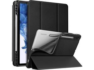 Slim Case for Samsung Galaxy Tab S8 2022/Tab S7 2020 11 inch (Model SM-X700/X706/T870/T875/T876) with Built-in S Pen Holder, Soft TPU Smart Stand Back Cover Auto Wake/Sleep Feature, Black