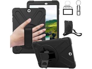 Galaxy Tab S2 9.7 Case - Dropproof Shockproof Heavy Duty Tablet Cover Rotatable Kickstand Handle Stand Hand Strap Shoulder Belt Carrying Case for Samsung SM-T810/T813/T815/T817/T818/T819 9.7" Black