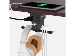 Headphone Stand with USB Charger /1 Type-c/2 2-Prong AC Outlet Power Strips/3 Under Desk Headset Holder Mount Suitable for Gamers Gifts Desk Gaming Accessories