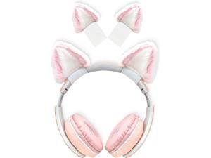 Cute Cat Ears Headphone Attachment Adjustable Design Fit for Logitech G PRO HypreX Cloud/Cloud Flight Headphones and More Cosplay Kitten Ears Universal for Gaming Headset Pink & White