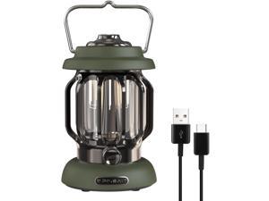 LED Camping Lantern Rechargeable Retro Metal Camping Light Battery Powered Hanging Knob Dimmable Candle Lamp Portable Waterpoor Outdoor Tent Bulb Emergency Lighting for Power Failure Outages