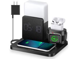 Wireless Charger3 in 1 Fast Charging Station with Digital Alarm Clock and Night LightCompatible for iPhone 1313 Pro1212Pro Max11 SeriesXS MasXRXS88 PlusiwatchAirPodsSamsung Galaxy